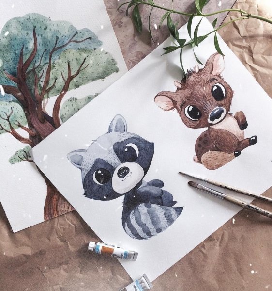 Милые животные маркерами