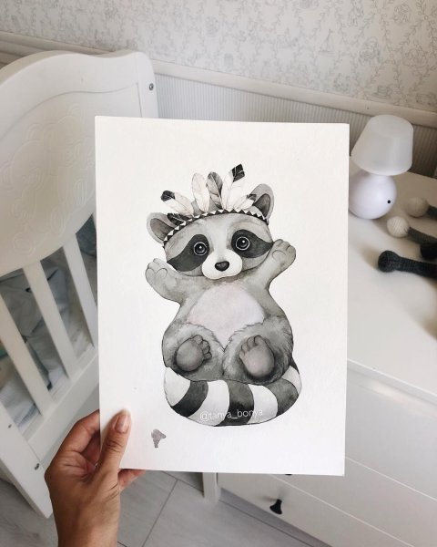 Енотик акварель милый