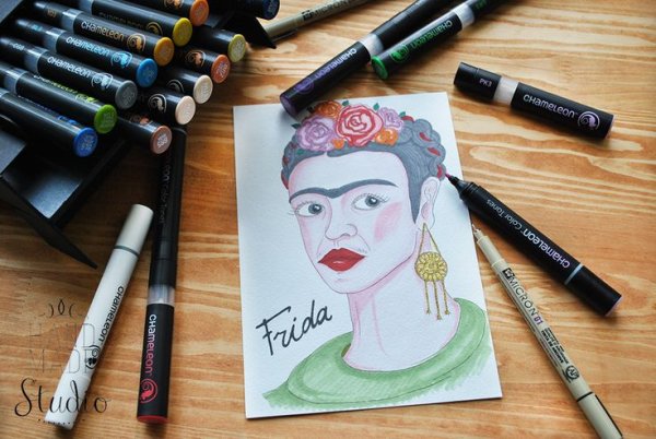 Рисунки маркерами хамелеон