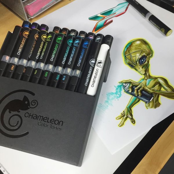 Рисунки маркерами хамелеон