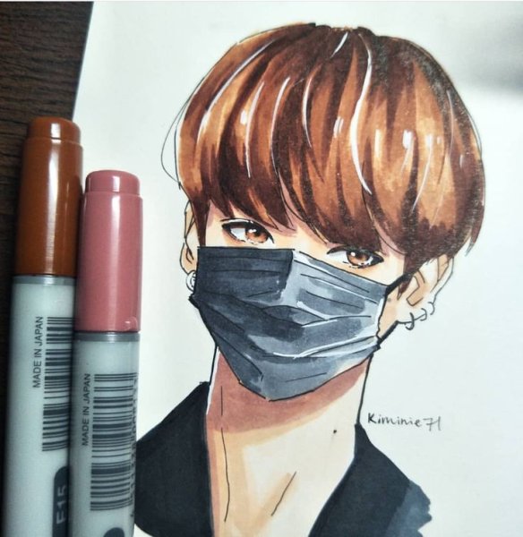 Портреты маркерами БТС