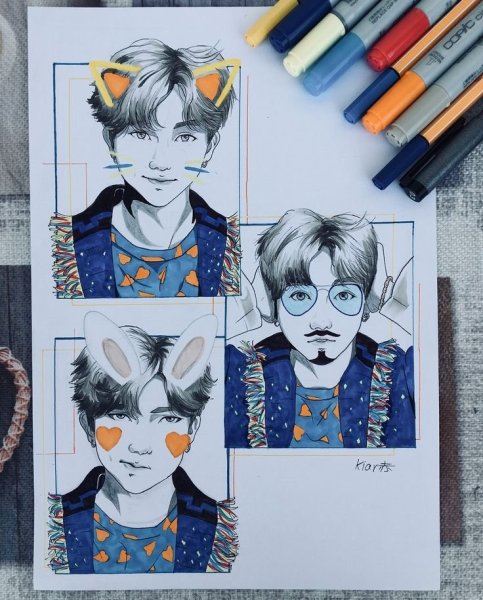 БТС маркерами арт