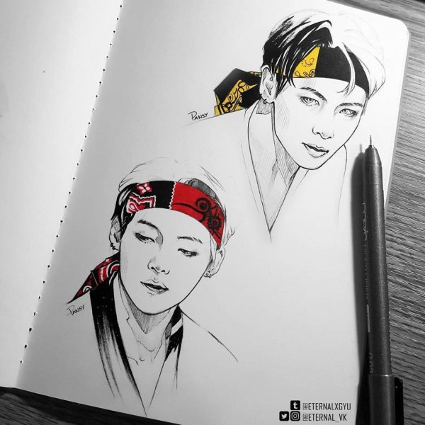 BTS рисунки фломастерами