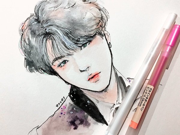 Портреты маркерами БТС