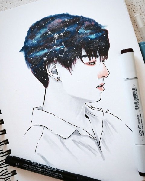 Портреты маркерами БТС