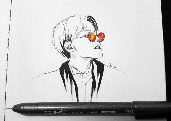 Аниме черным фломастером