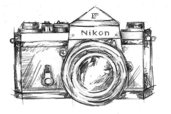 Акварельный полароид фотоаппарат