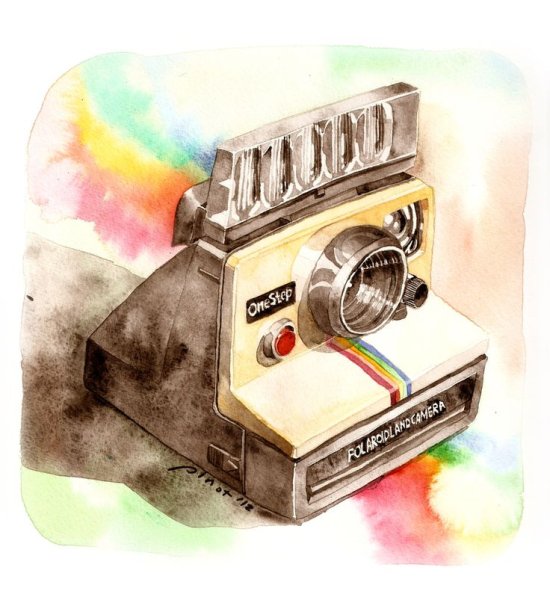 Фотоаппарат полароид акварель