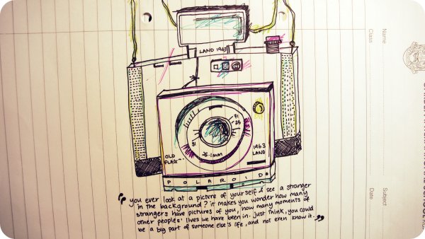 Эскиз фотоаппарата полароид