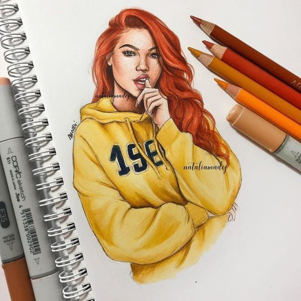 Девушка маркерами