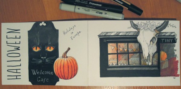 Рисунки на Хэллоуин фломастерами