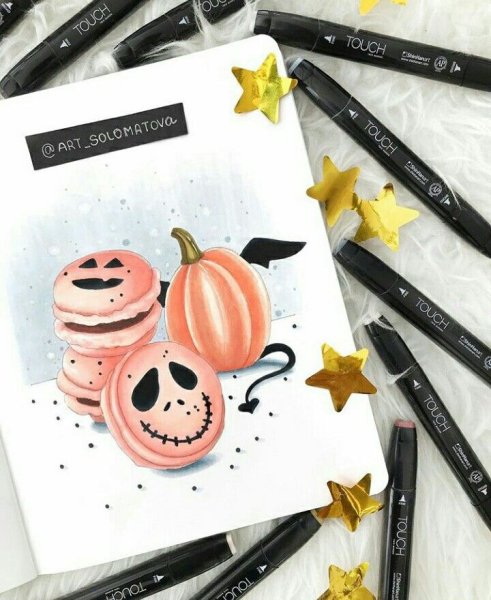 Скетчи маркерами лёгкие на Хэллоуин
