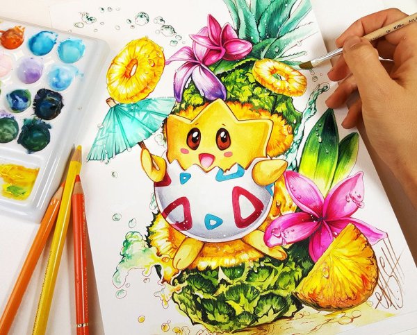 Пикачу скетч маркерами