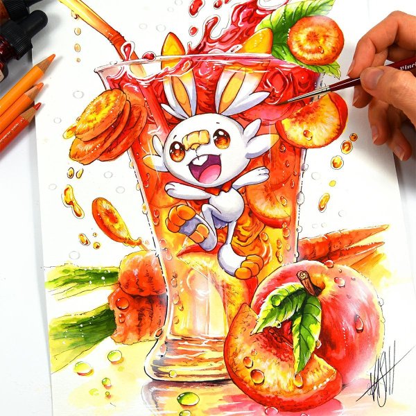 Рисунки маркерами Пикачу