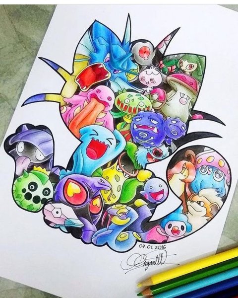 Пикачу маркерами