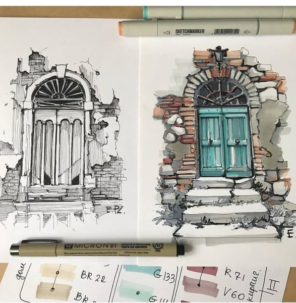 Скетчи маркерами