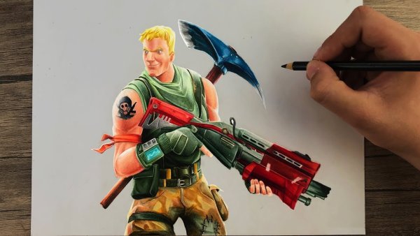 Fortnite цветными карандашами