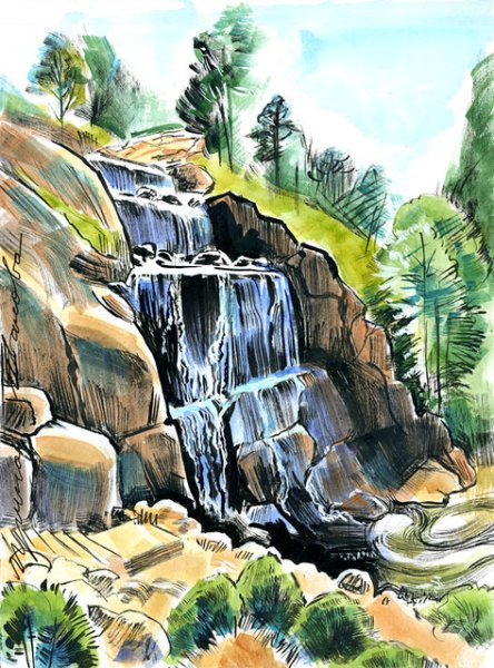 Водопад карандашом