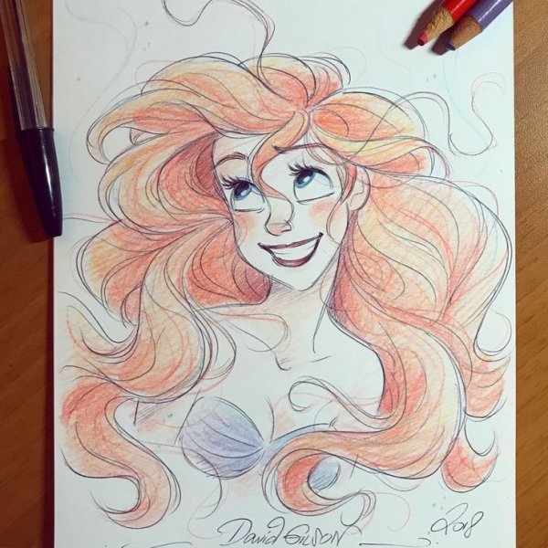 Диснеевские принцессы рисунки маркерами