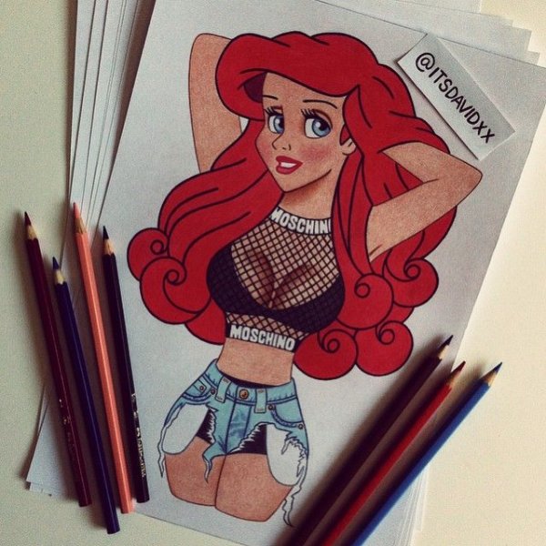 Принцессы Дисней в современном стиле маркерами