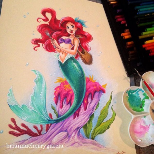 Русалочка маркерами