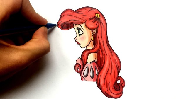 Прическа Ариэль рисование