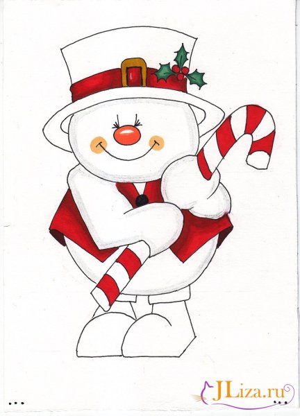 Скетчинг Снеговик