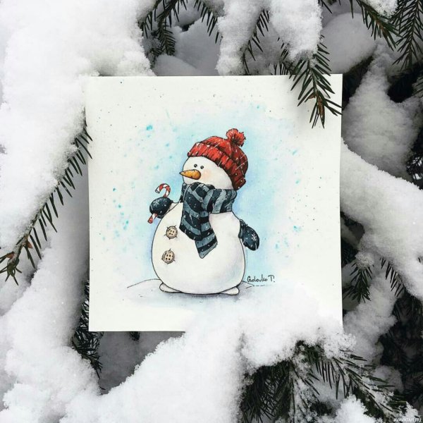 Новогодние иллюстрации маркерами