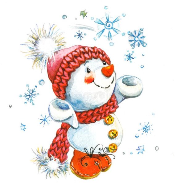 Снеговик карандашом