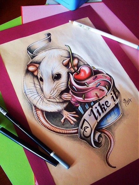 Рисунок крысы маркерами