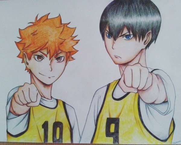 Аниме рисунки маркерами Хината волейбол