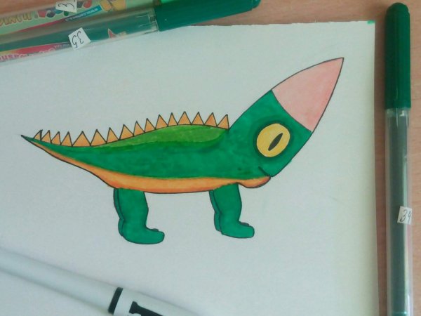 Рисунки фломастерами динозавры
