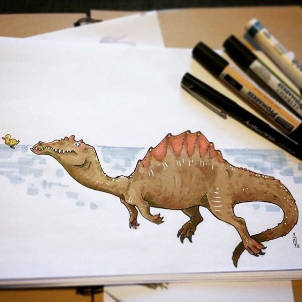 Динозавр маркерами