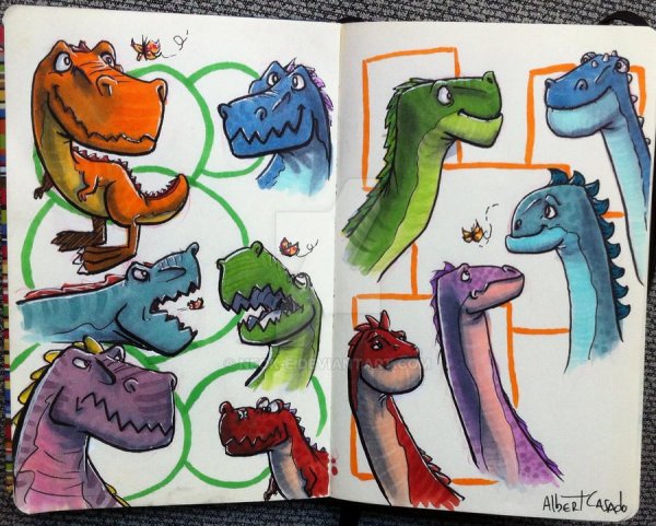 Динозавр маркерами