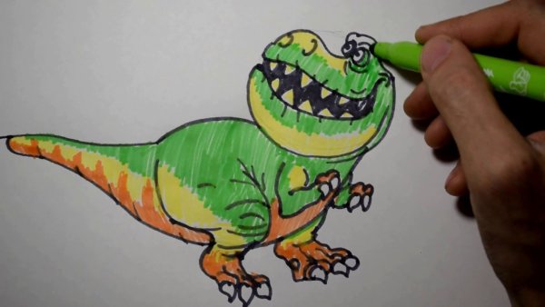 Динозавр фломастерами