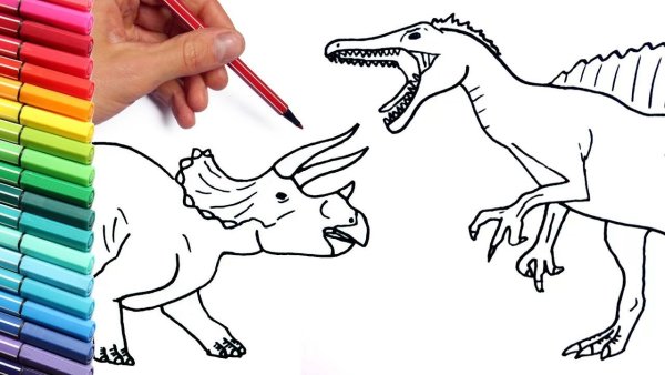 Динозавр фломастерами