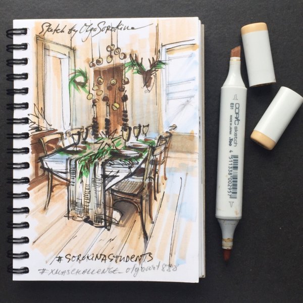 Рисование маркерами для скетчинга