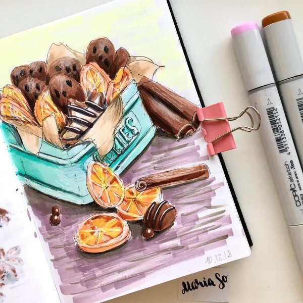 Печенье скетч маркерами