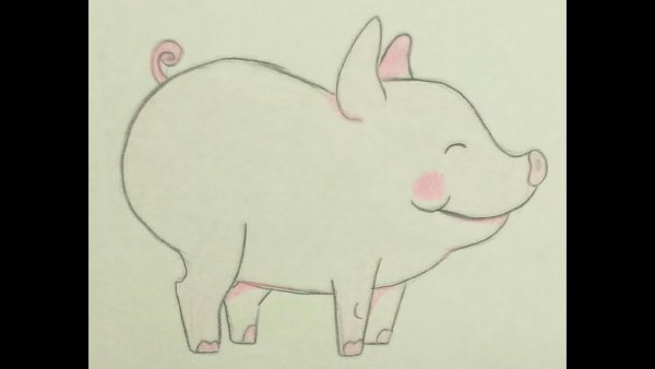 Рисунки лёгкие фломастерами свинья