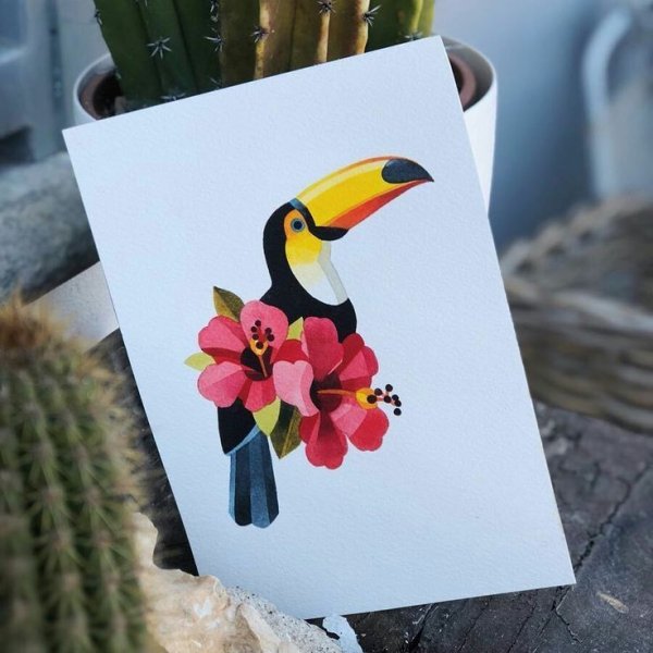 Скетч маркерами Тукан