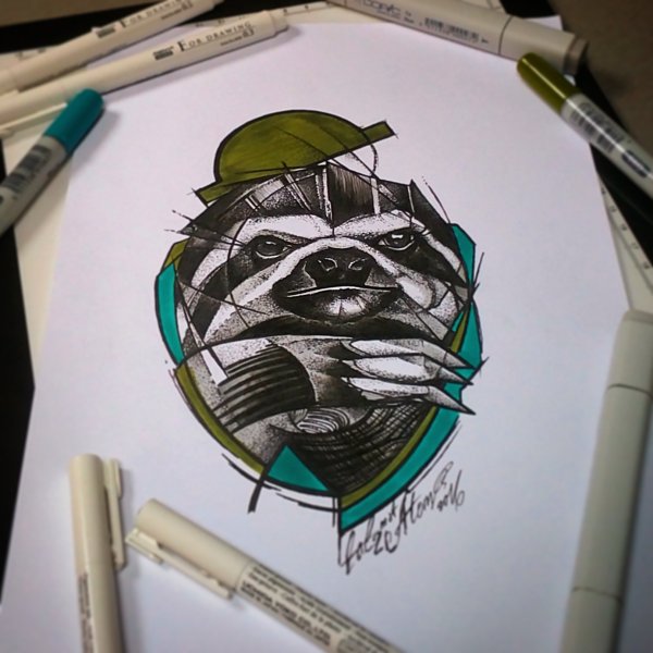 Ленивец тату эскиз