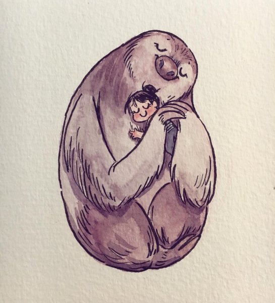 Ленивец скетч маркерами