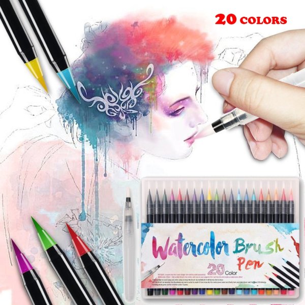 Акварельные маркеры Watercolor Brush Pen, 20