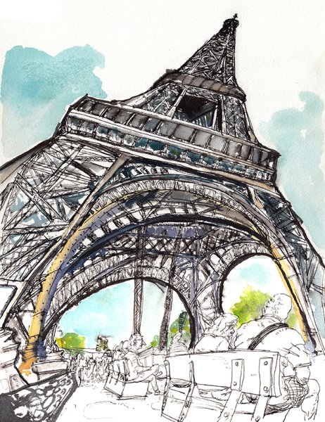 Скетч Париж Эйфелева башня