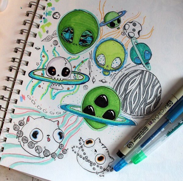 Рисунки планет маркерами