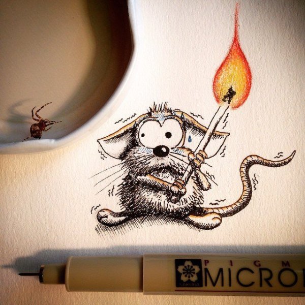 Забавные рисунки ручкой