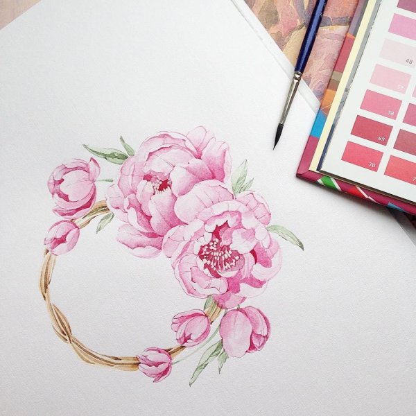 Акварельный скетч цветы