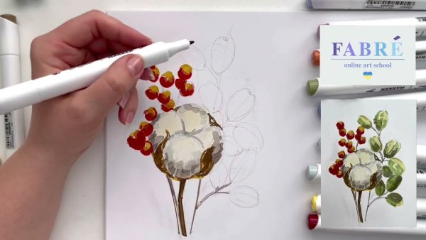 Хлопок скетч маркерами