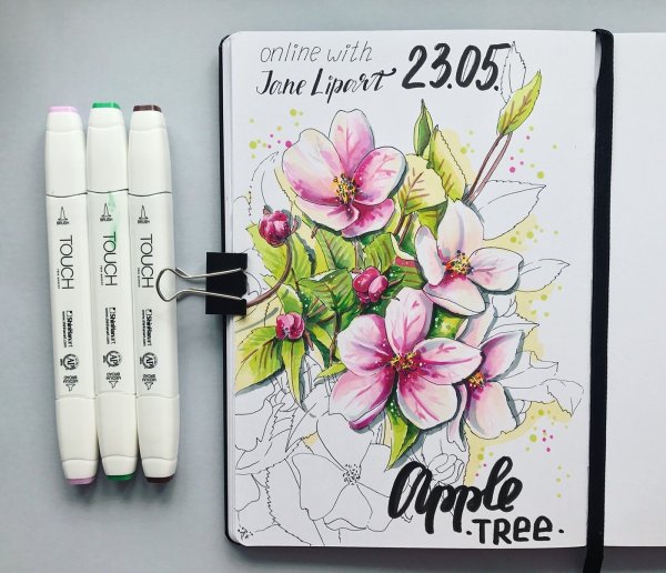 Хлопок скетч маркерами