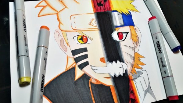 Курама и Наруто скетчбук